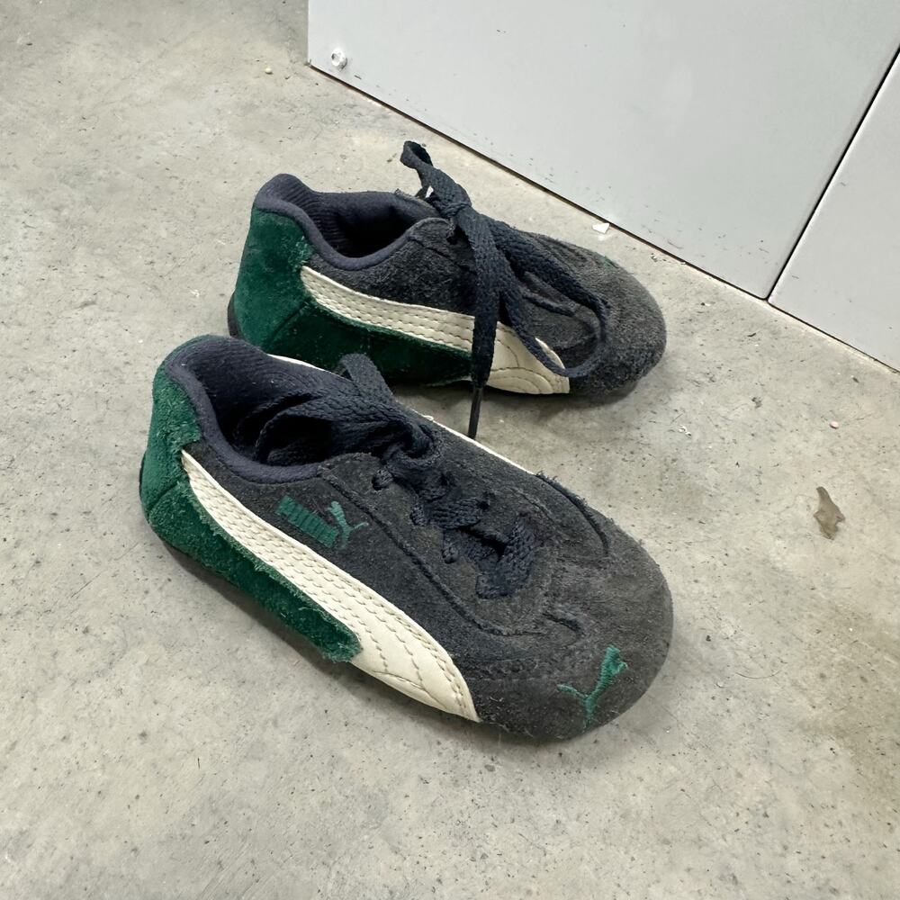 Puma Future Cat Low Toddler Size 5 US Infant Sneakers Grey Green Suede Shoes
